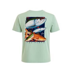 Guy Harvey XL Fishing T-Shirt The Flats Graphic Pocket Tee Mint Green